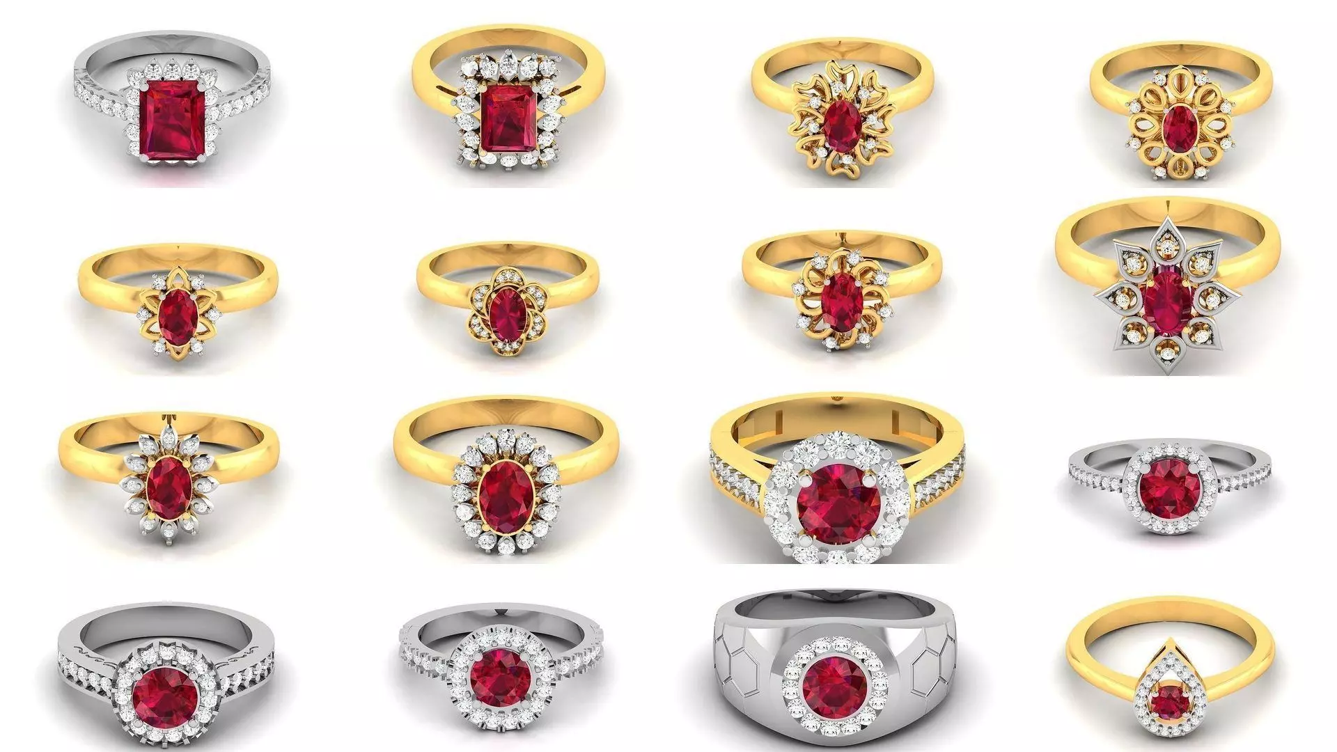 84  Ruby Gemstone Women ring 3dm render detail 3D Model Collection_0