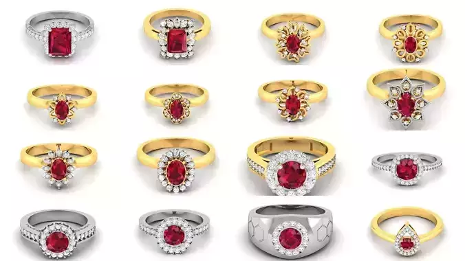 84  Ruby Gemstone Women ring 3dm render detail 3D Model Collection