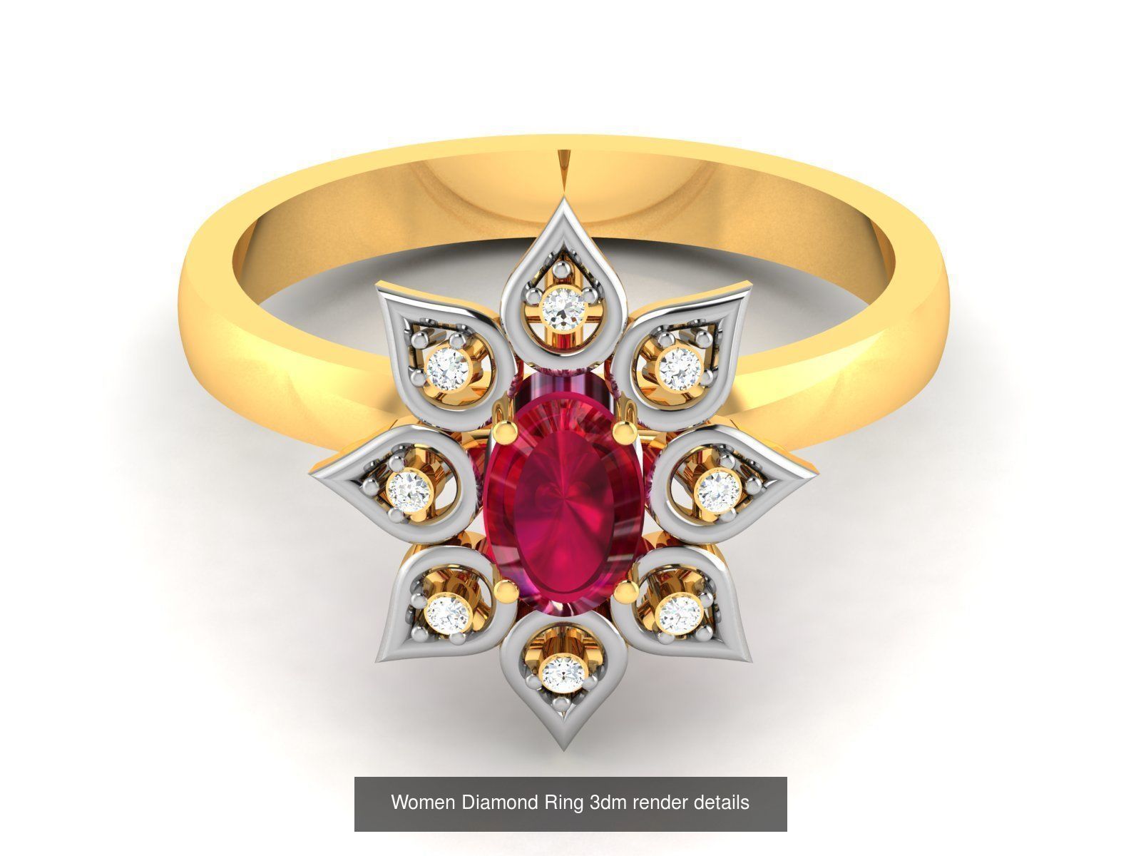 84  Ruby Gemstone Women ring 3dm render detail 3D Model Collection_12