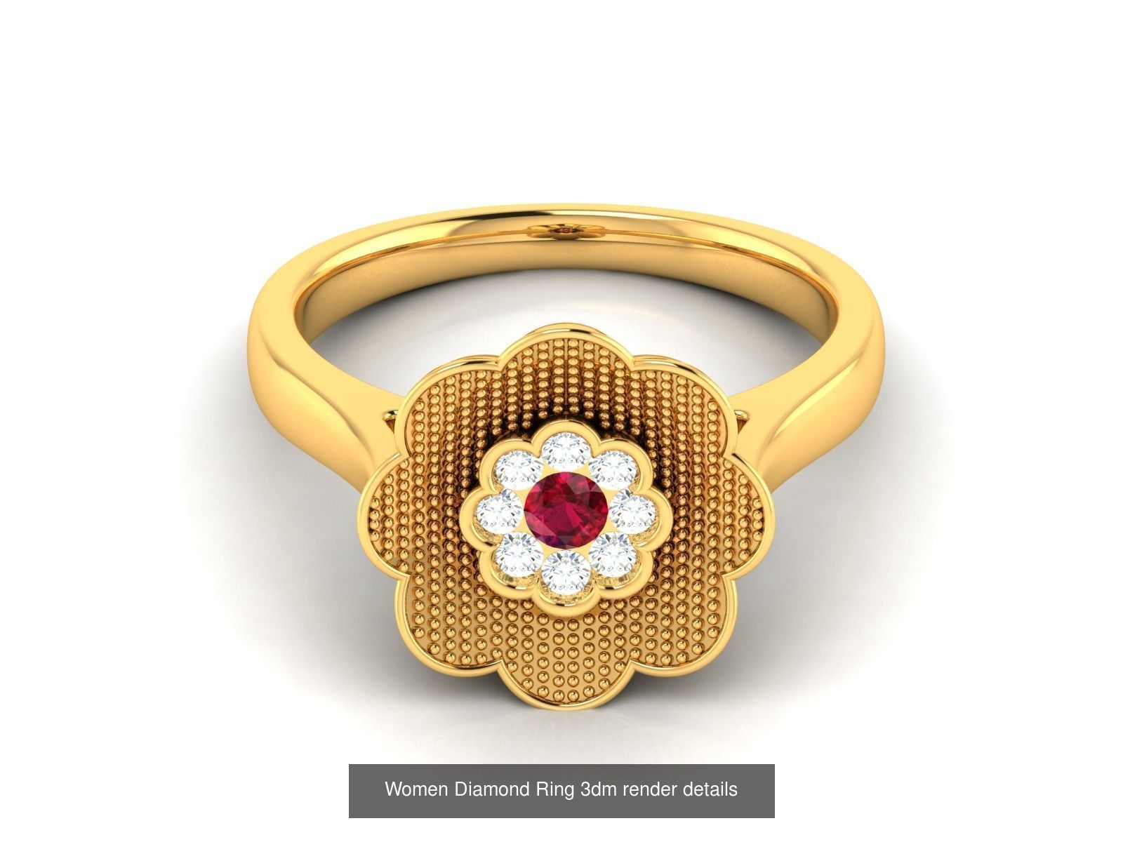 84  Ruby Gemstone Women ring 3dm render detail 3D Model Collection_77
