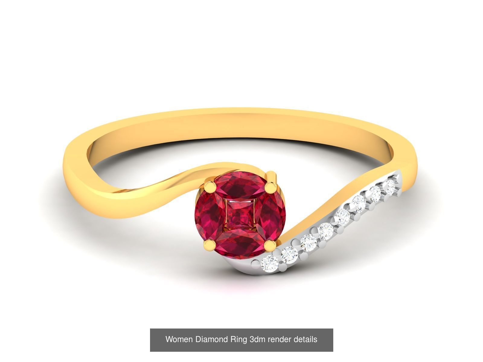 84  Ruby Gemstone Women ring 3dm render detail 3D Model Collection_42