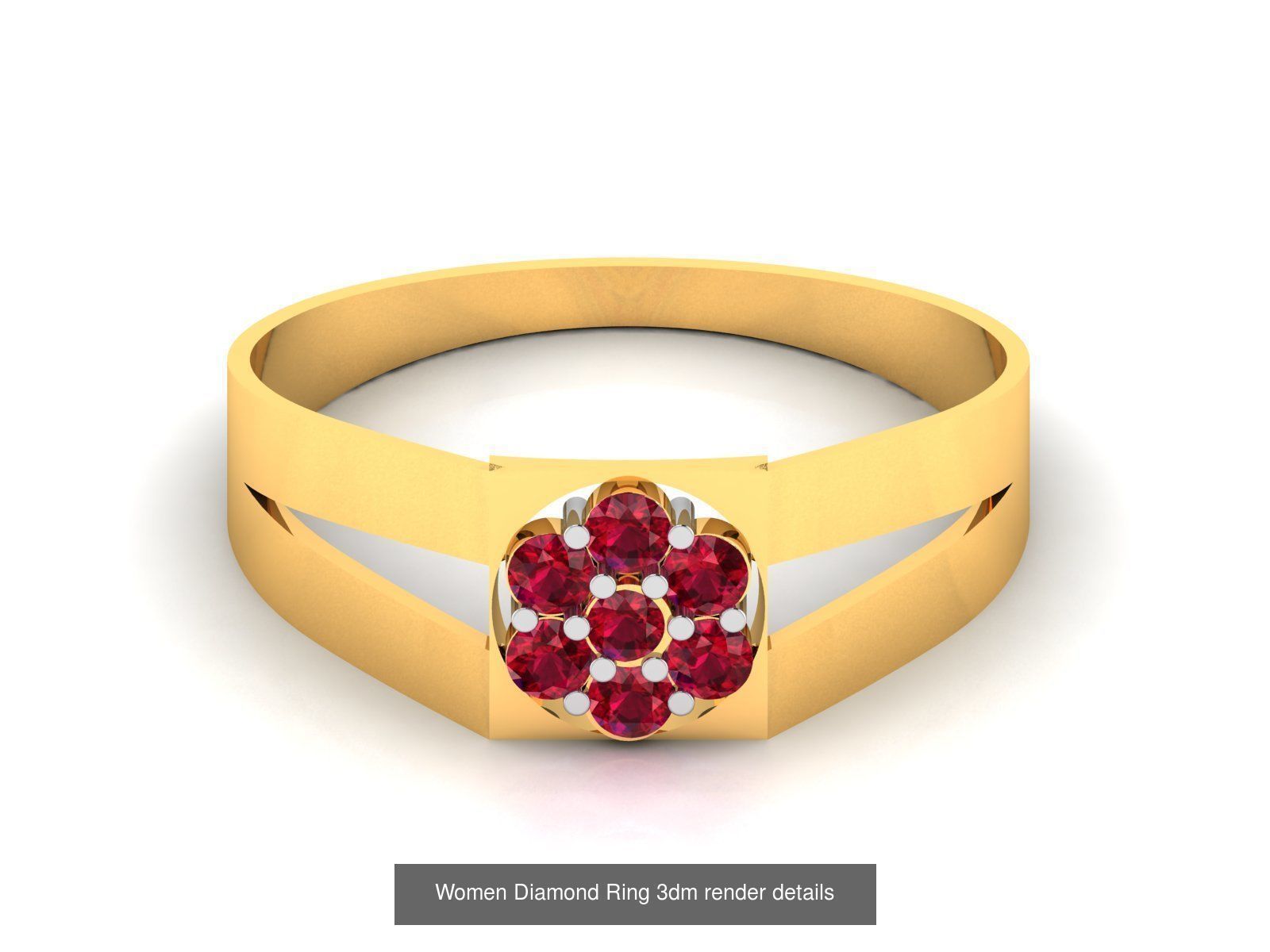 84  Ruby Gemstone Women ring 3dm render detail 3D Model Collection_60