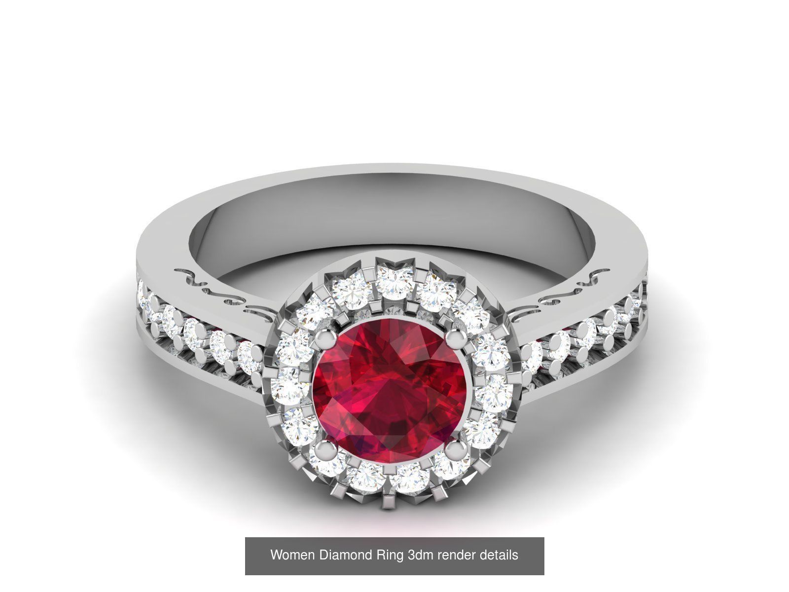 84  Ruby Gemstone Women ring 3dm render detail 3D Model Collection_17