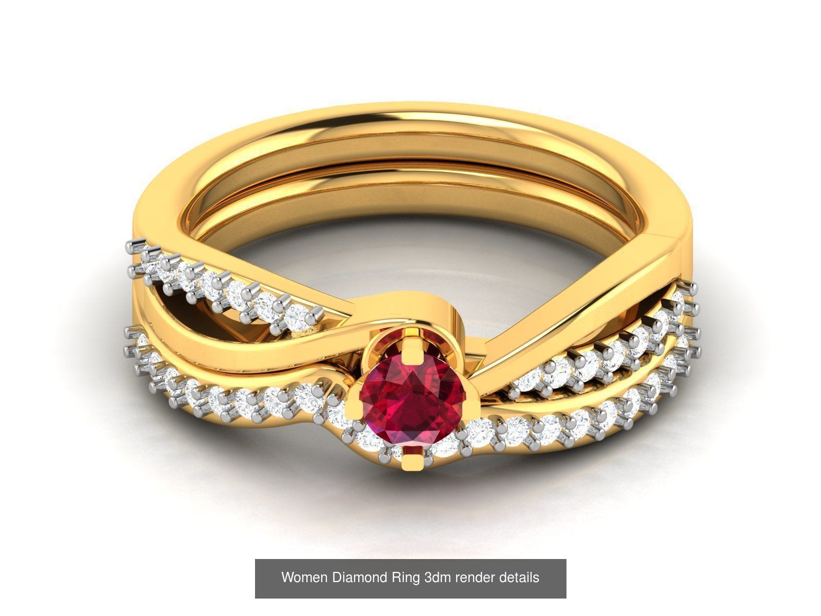 84  Ruby Gemstone Women ring 3dm render detail 3D Model Collection_70