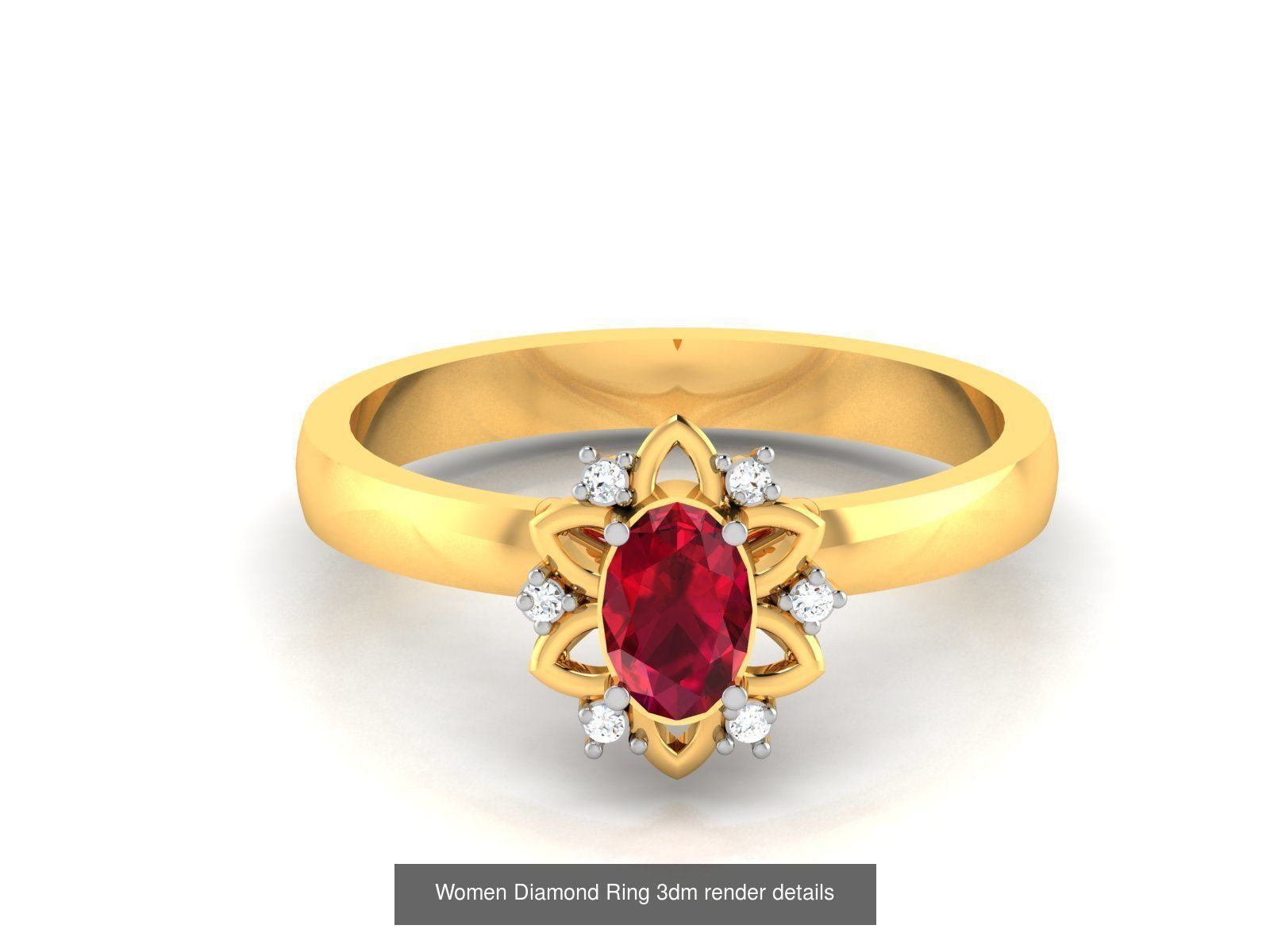 84  Ruby Gemstone Women ring 3dm render detail 3D Model Collection_9