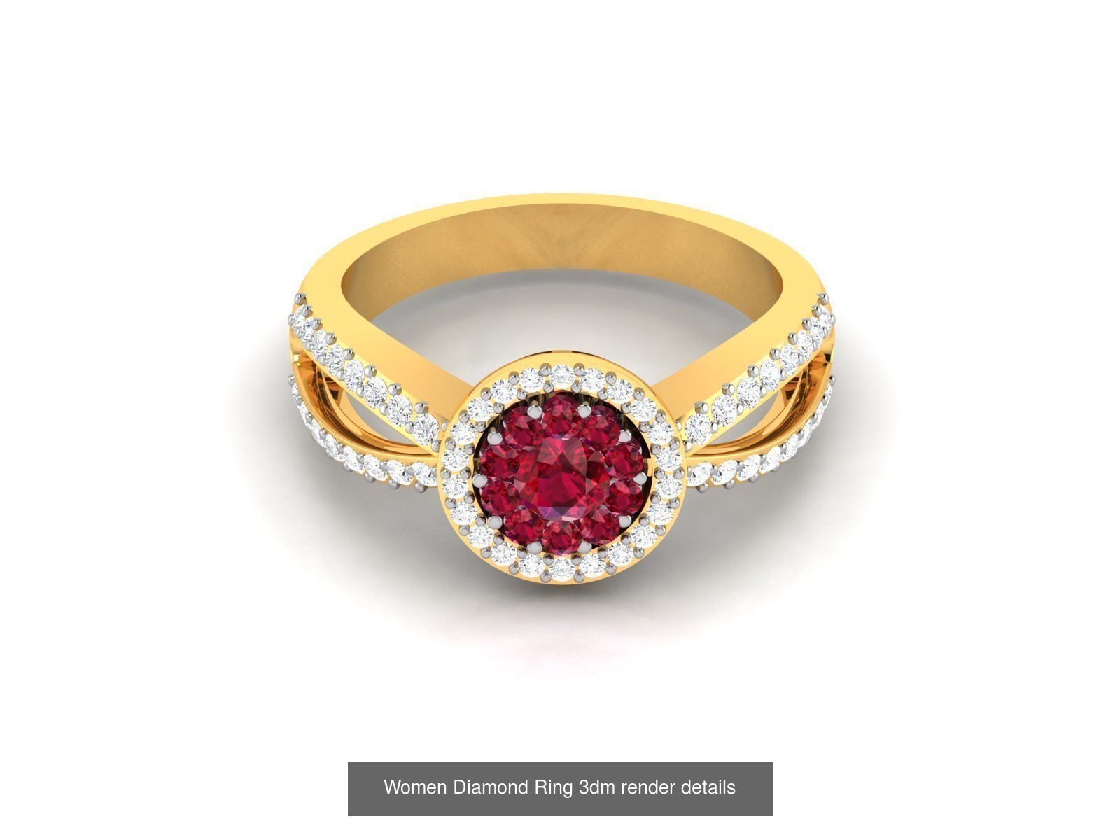 84  Ruby Gemstone Women ring 3dm render detail 3D Model Collection_88