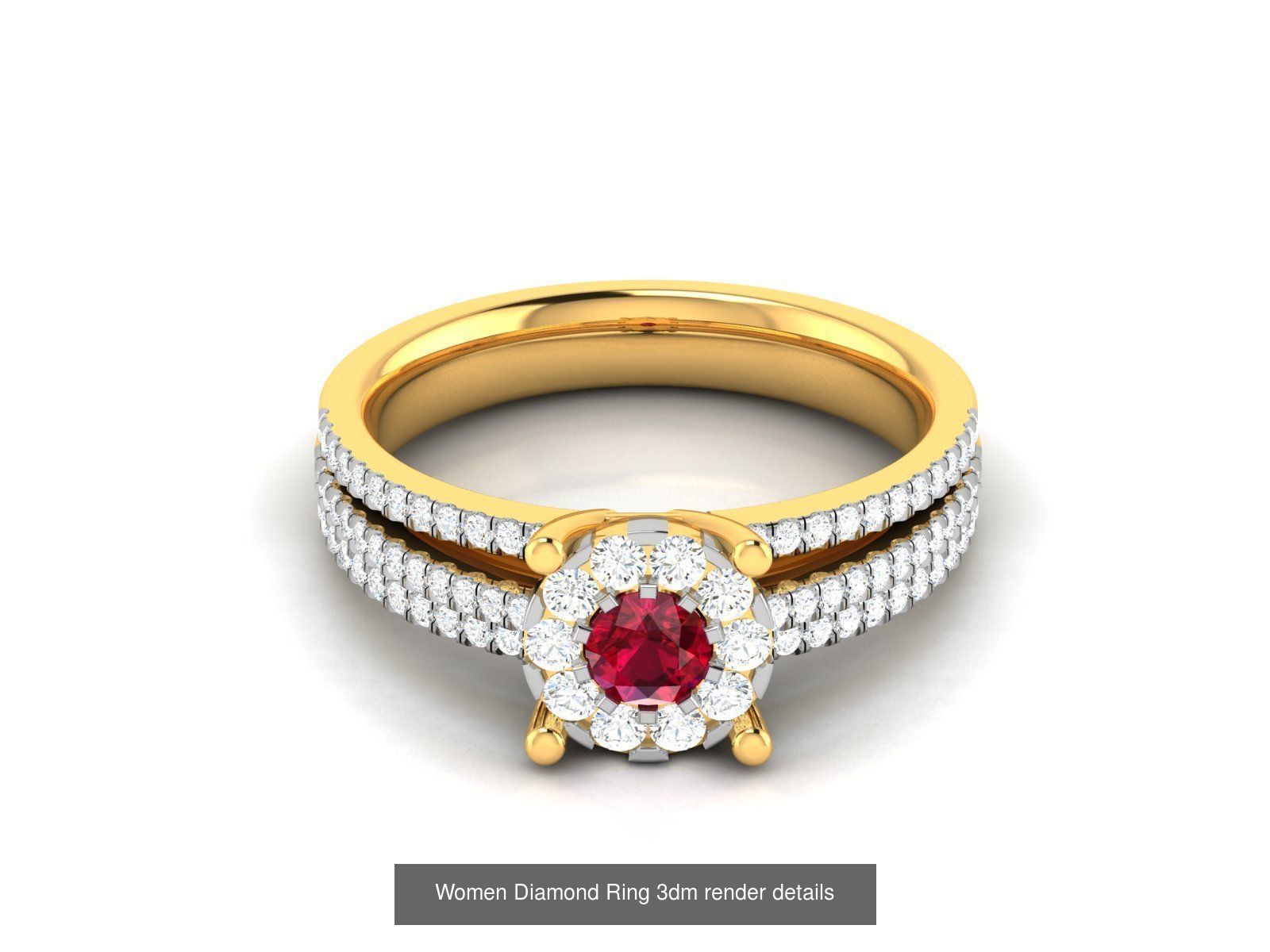 84  Ruby Gemstone Women ring 3dm render detail 3D Model Collection_81