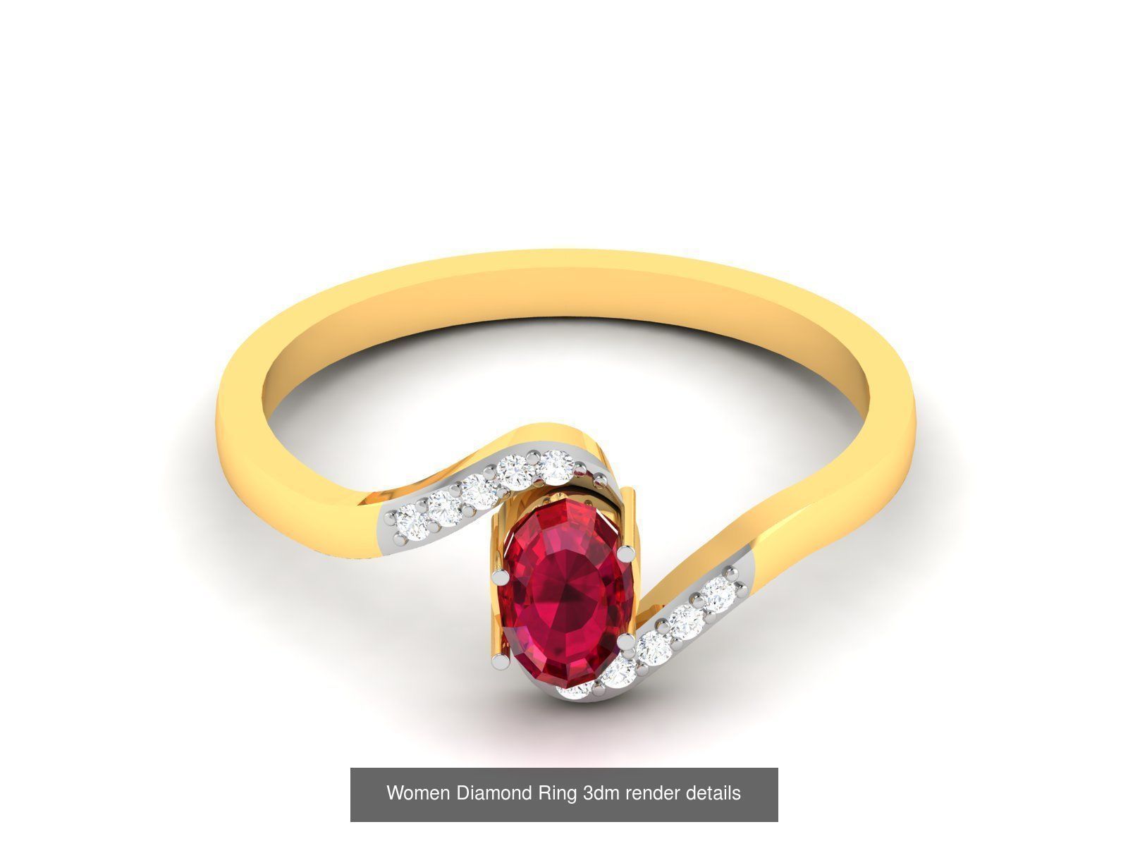 84  Ruby Gemstone Women ring 3dm render detail 3D Model Collection_35