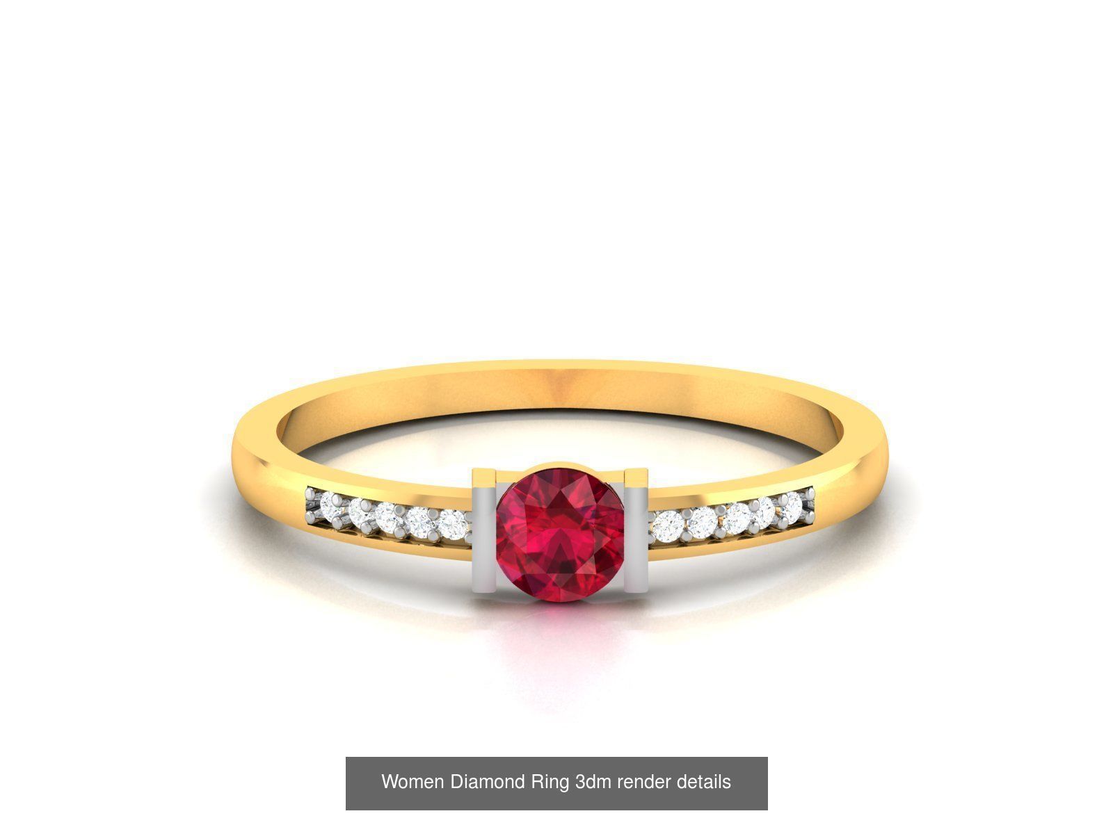 84  Ruby Gemstone Women ring 3dm render detail 3D Model Collection_44