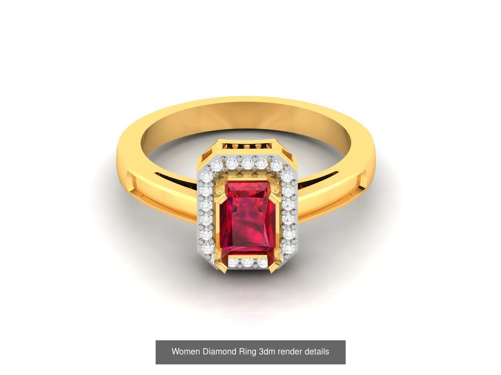 84  Ruby Gemstone Women ring 3dm render detail 3D Model Collection_28