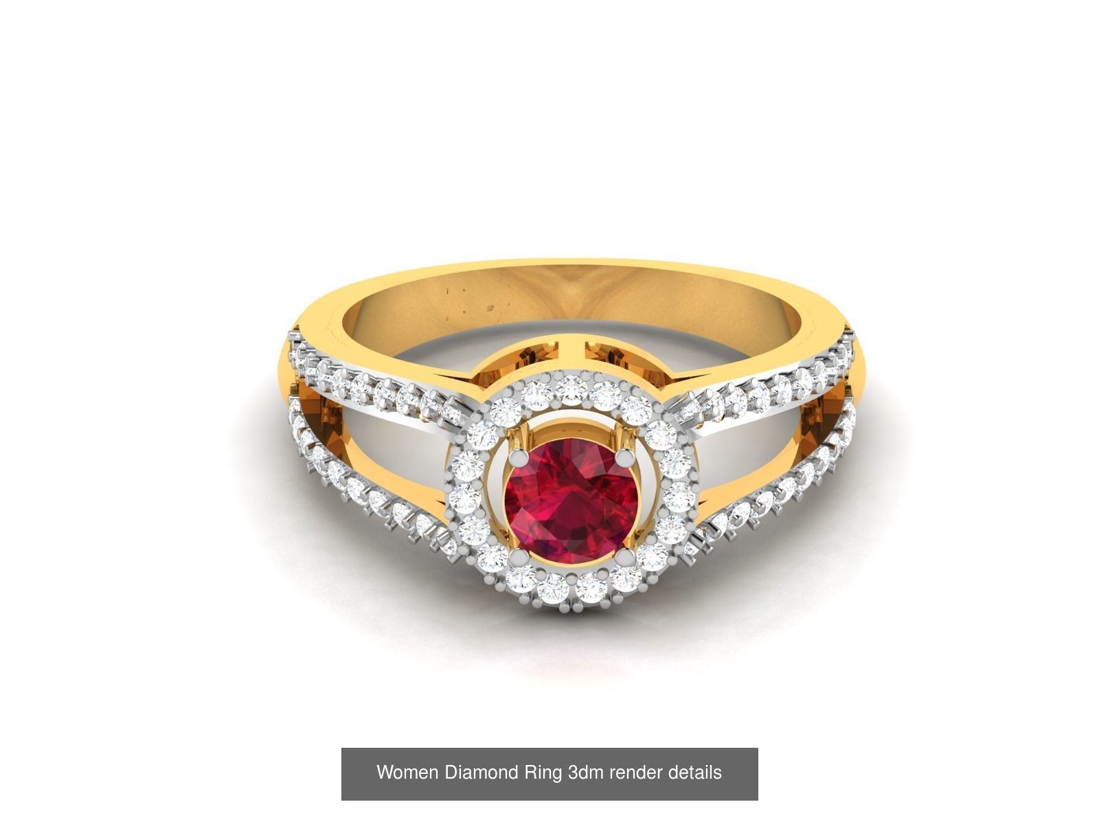 84  Ruby Gemstone Women ring 3dm render detail 3D Model Collection_34