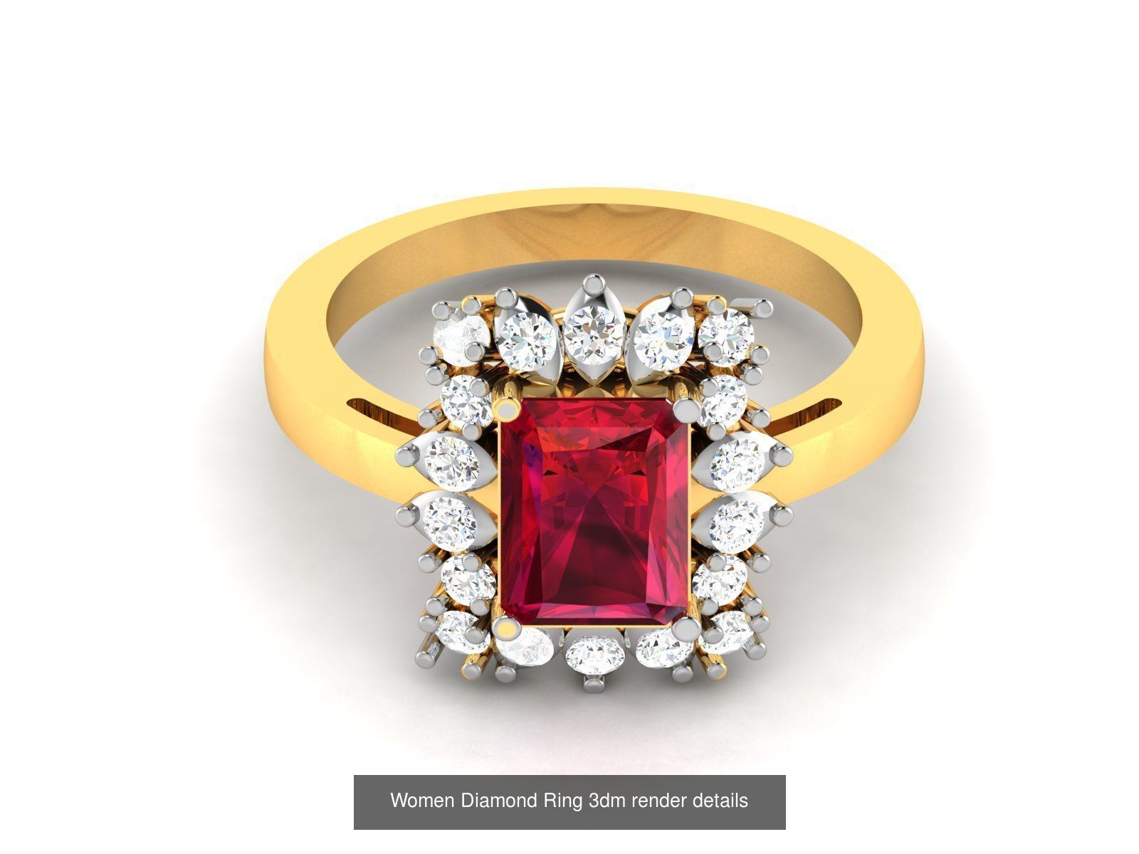 84  Ruby Gemstone Women ring 3dm render detail 3D Model Collection_6