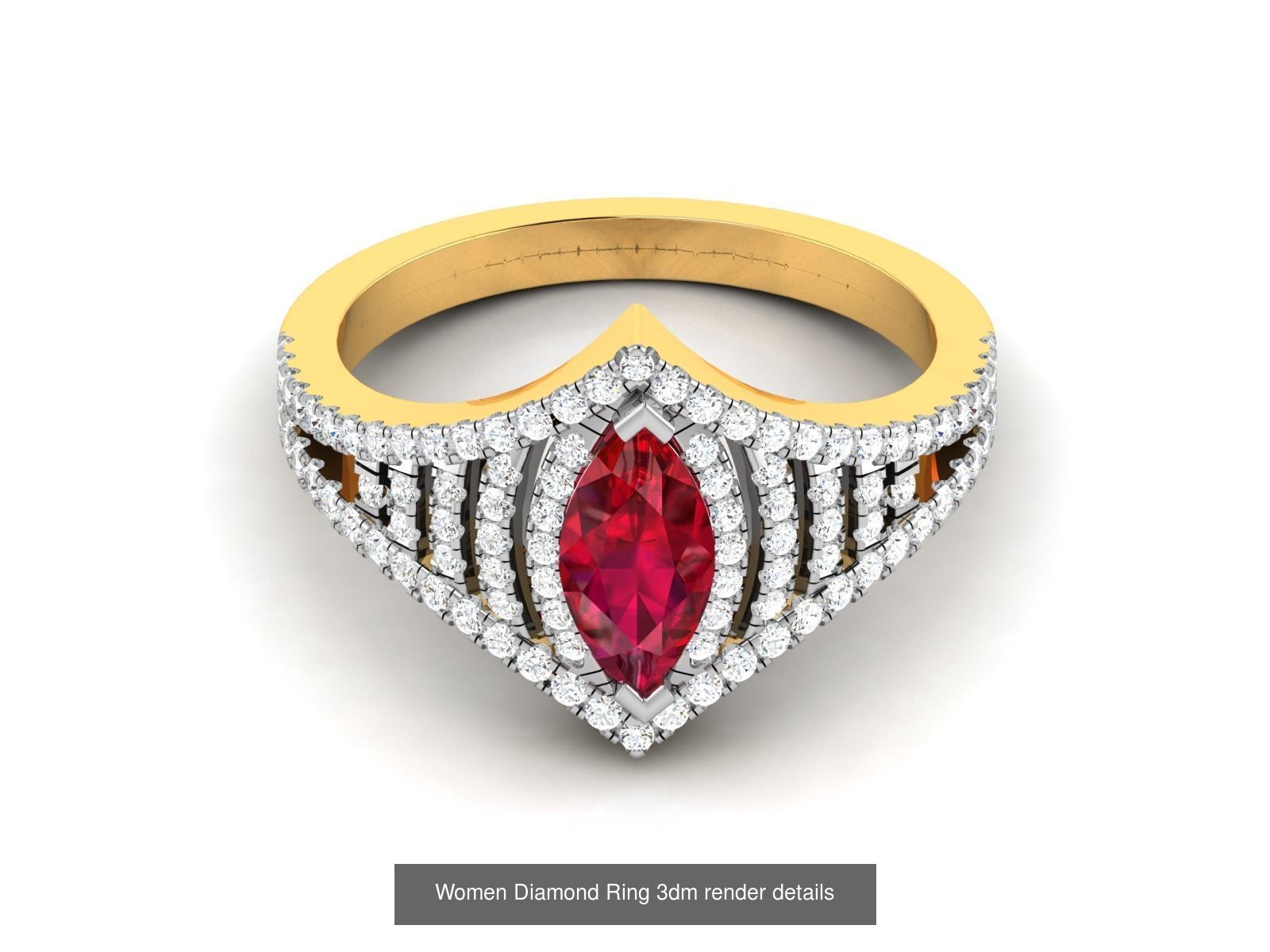 84  Ruby Gemstone Women ring 3dm render detail 3D Model Collection_86