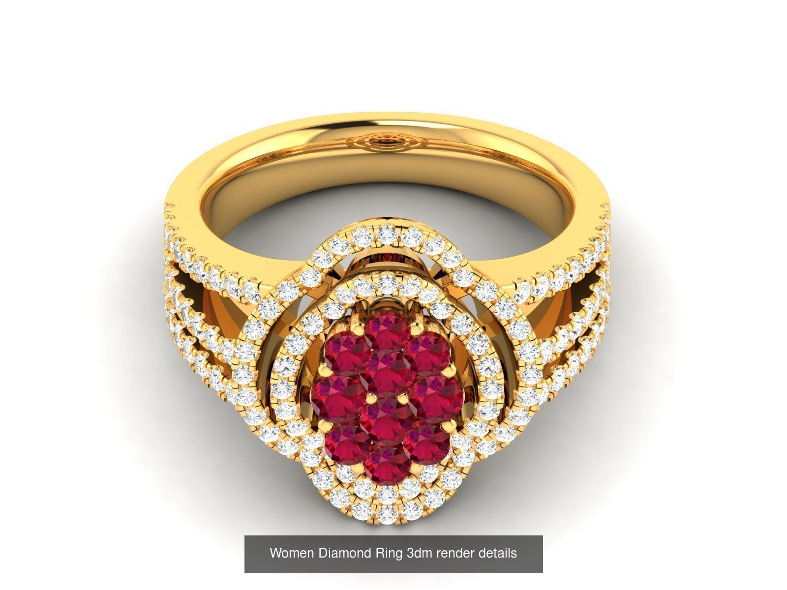 84  Ruby Gemstone Women ring 3dm render detail 3D Model Collection_83