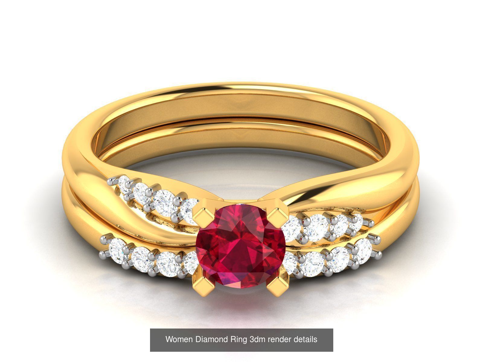 84  Ruby Gemstone Women ring 3dm render detail 3D Model Collection_69