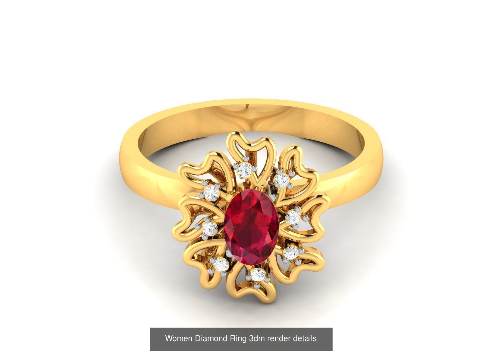 84  Ruby Gemstone Women ring 3dm render detail 3D Model Collection_7