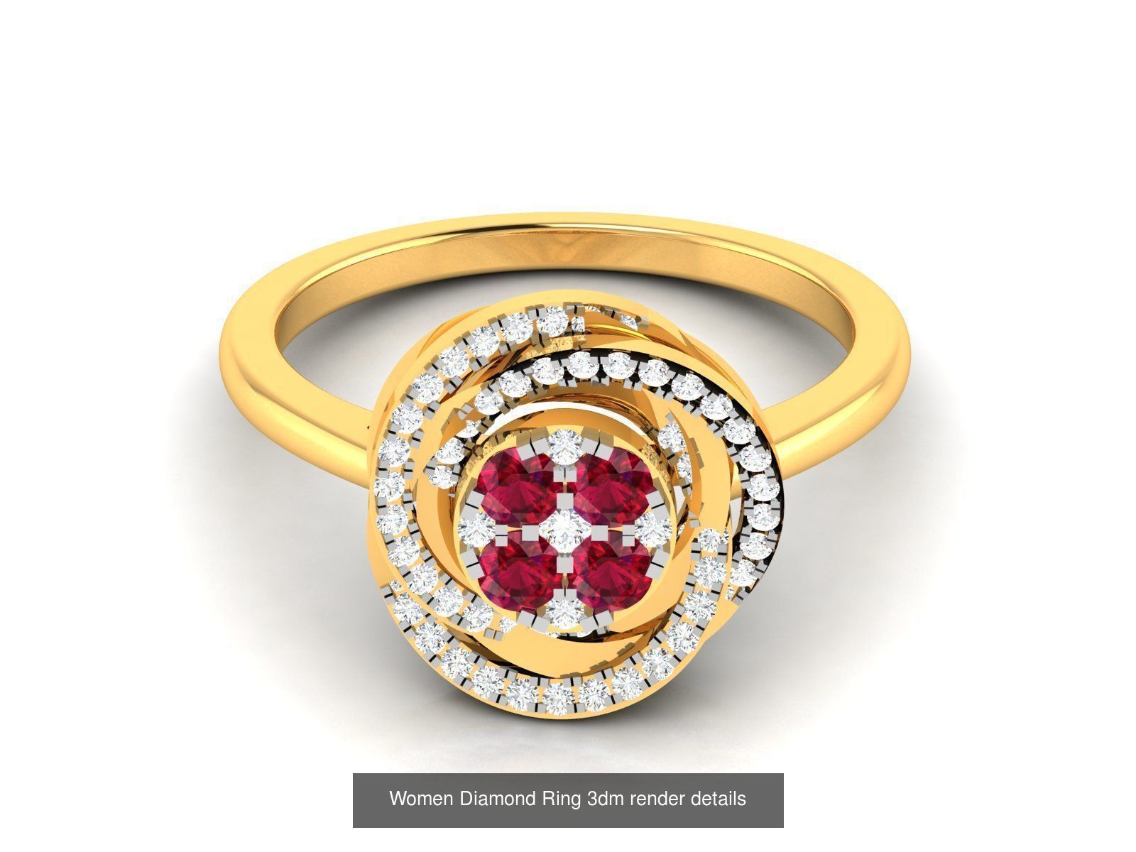 84  Ruby Gemstone Women ring 3dm render detail 3D Model Collection_76