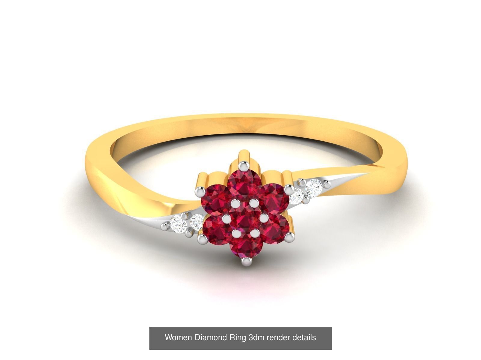 84  Ruby Gemstone Women ring 3dm render detail 3D Model Collection_37