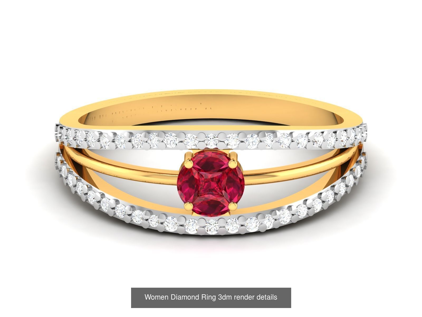 84  Ruby Gemstone Women ring 3dm render detail 3D Model Collection_43