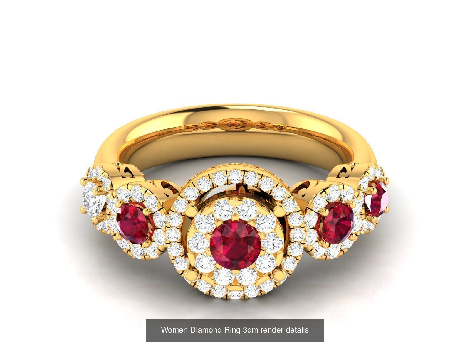 84  Ruby Gemstone Women ring 3dm render detail 3D Model Collection_80