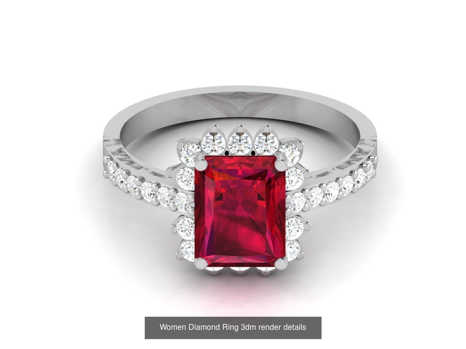 84  Ruby Gemstone Women ring 3dm render detail 3D Model Collection_5