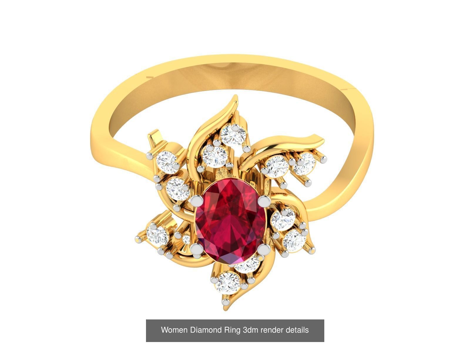 84  Ruby Gemstone Women ring 3dm render detail 3D Model Collection_65