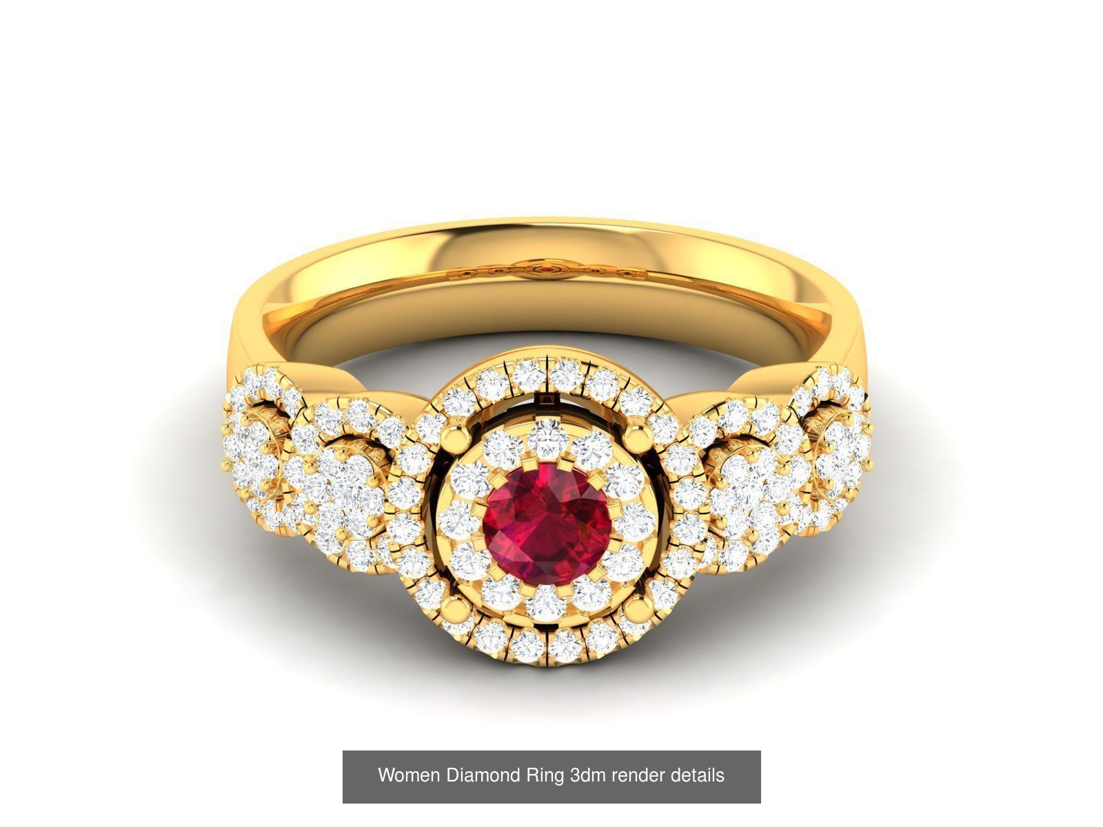 84  Ruby Gemstone Women ring 3dm render detail 3D Model Collection_85