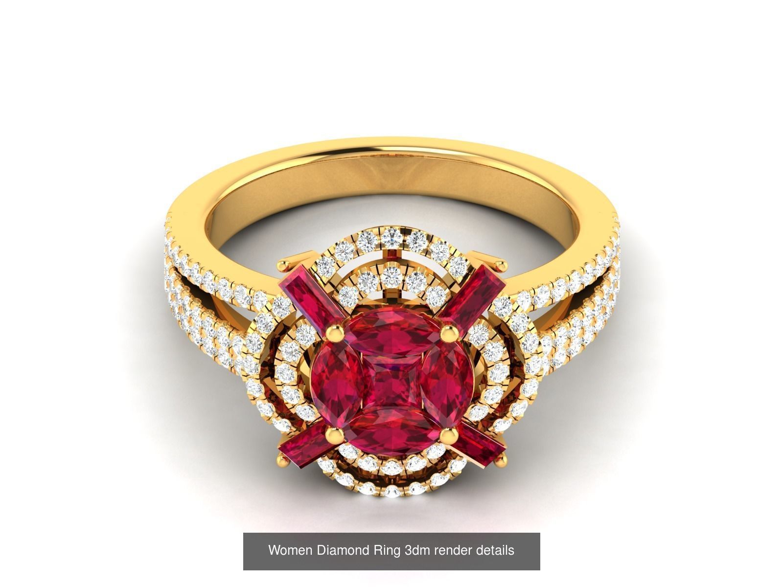 84  Ruby Gemstone Women ring 3dm render detail 3D Model Collection_82