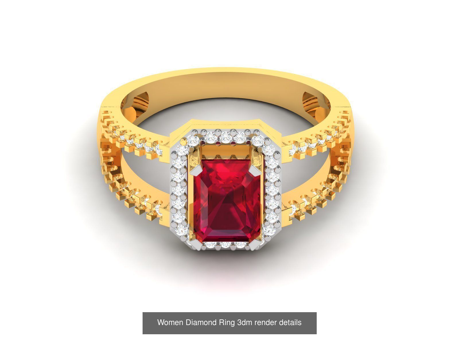 84  Ruby Gemstone Women ring 3dm render detail 3D Model Collection_27