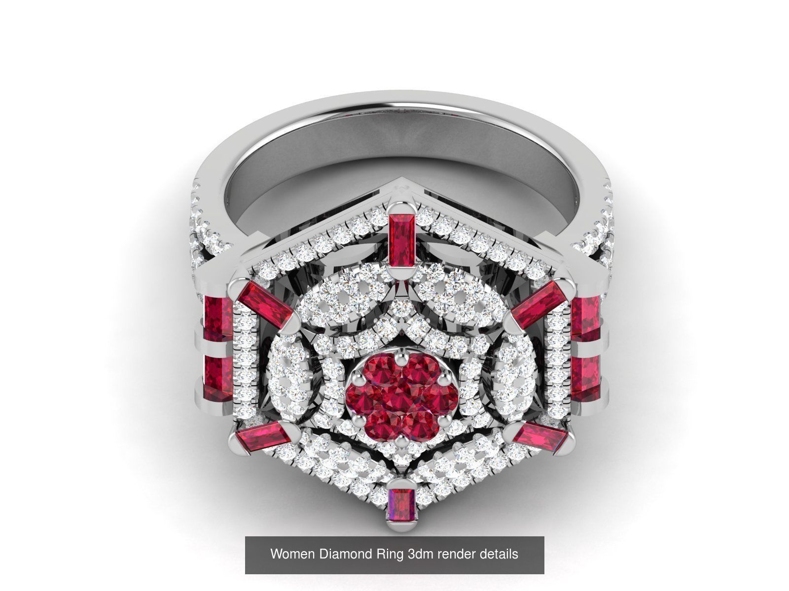 84  Ruby Gemstone Women ring 3dm render detail 3D Model Collection_84