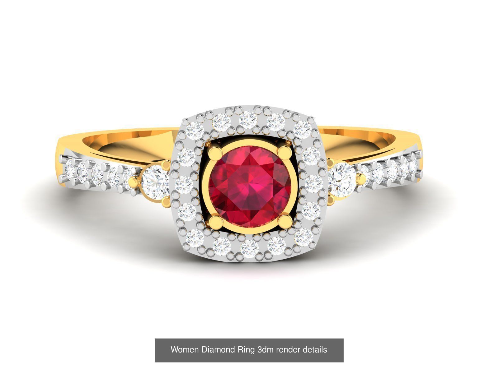 84  Ruby Gemstone Women ring 3dm render detail 3D Model Collection_51