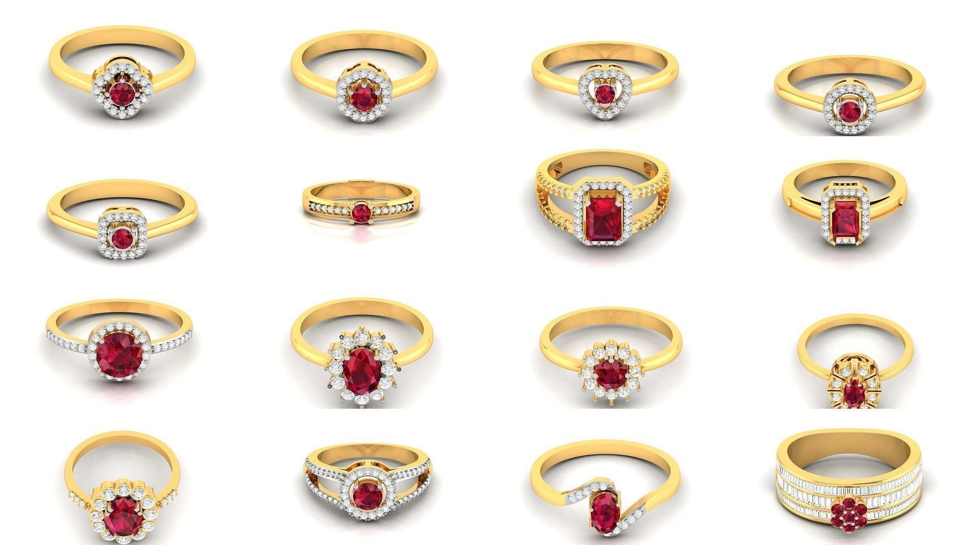 84  Ruby Gemstone Women ring 3dm render detail 3D Model Collection_1