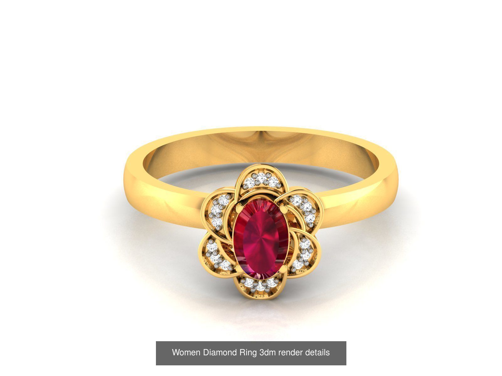 84  Ruby Gemstone Women ring 3dm render detail 3D Model Collection_10