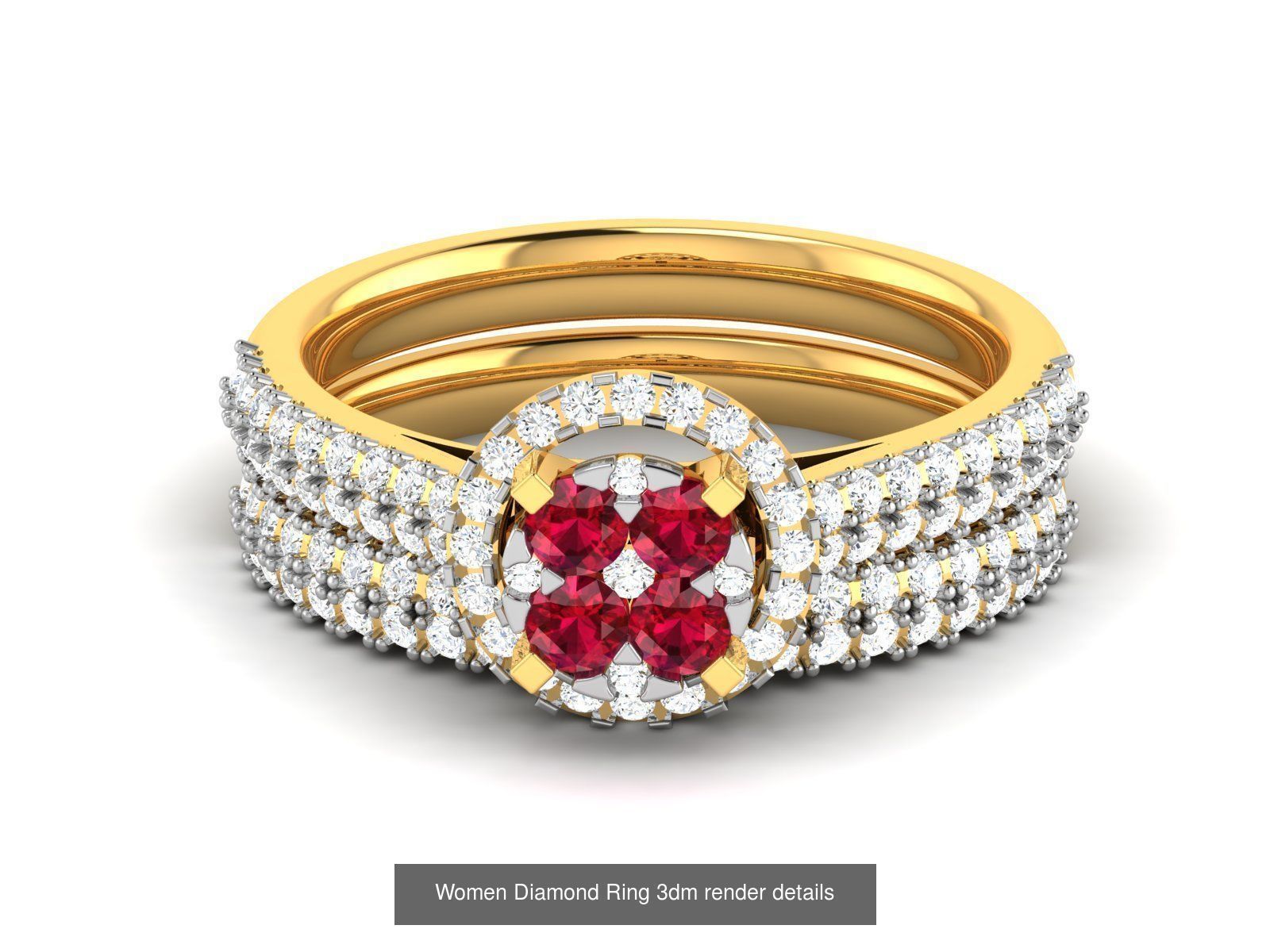 84  Ruby Gemstone Women ring 3dm render detail 3D Model Collection_68
