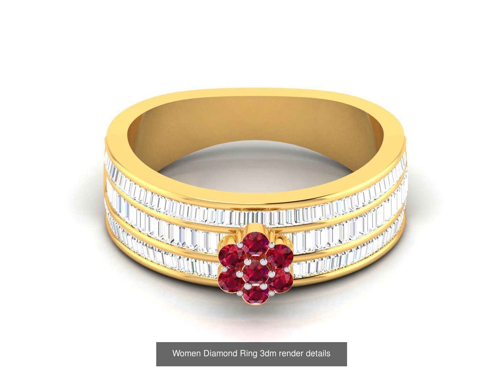84  Ruby Gemstone Women ring 3dm render detail 3D Model Collection_36