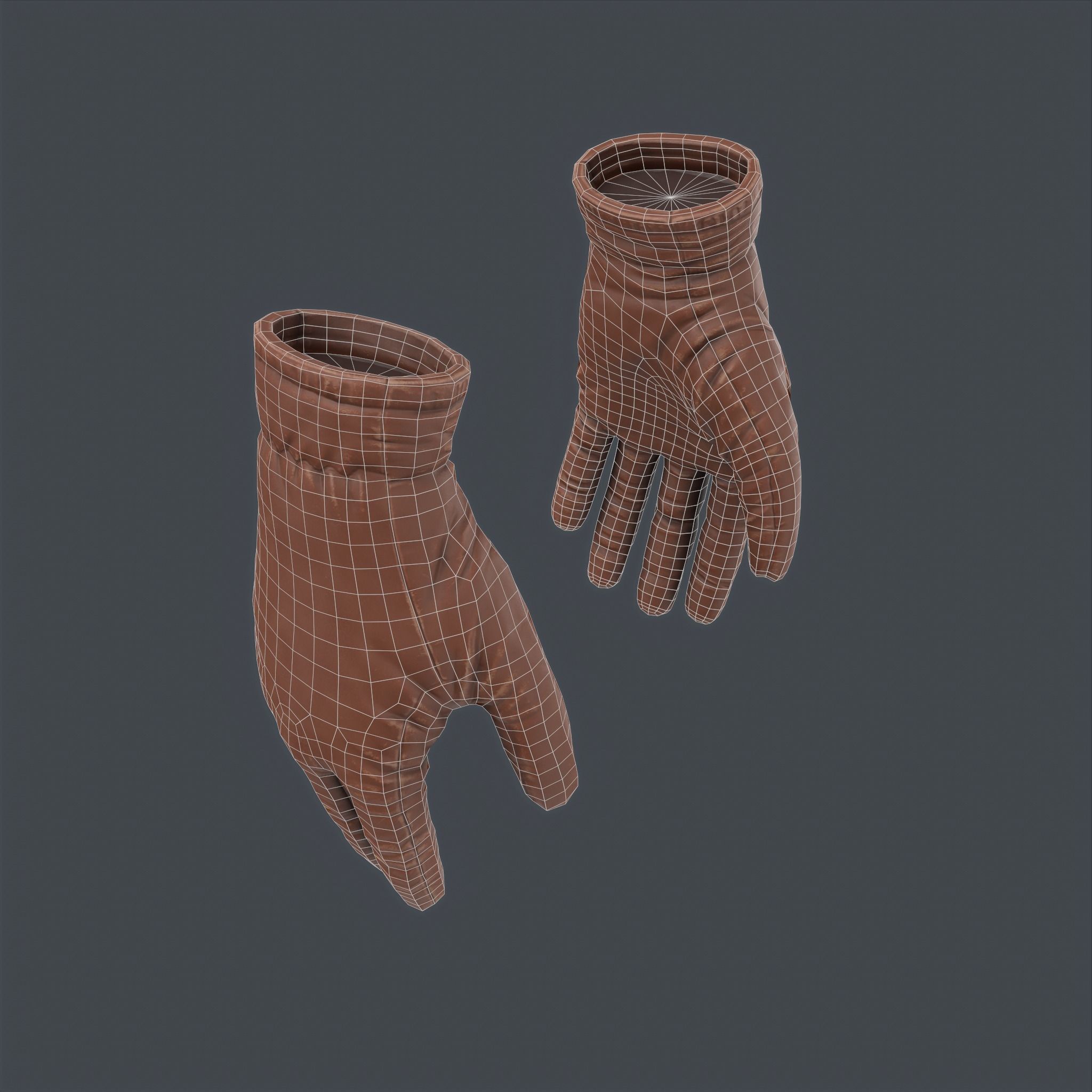 Worn Gloves Low Poly Low-poly 3D model_8