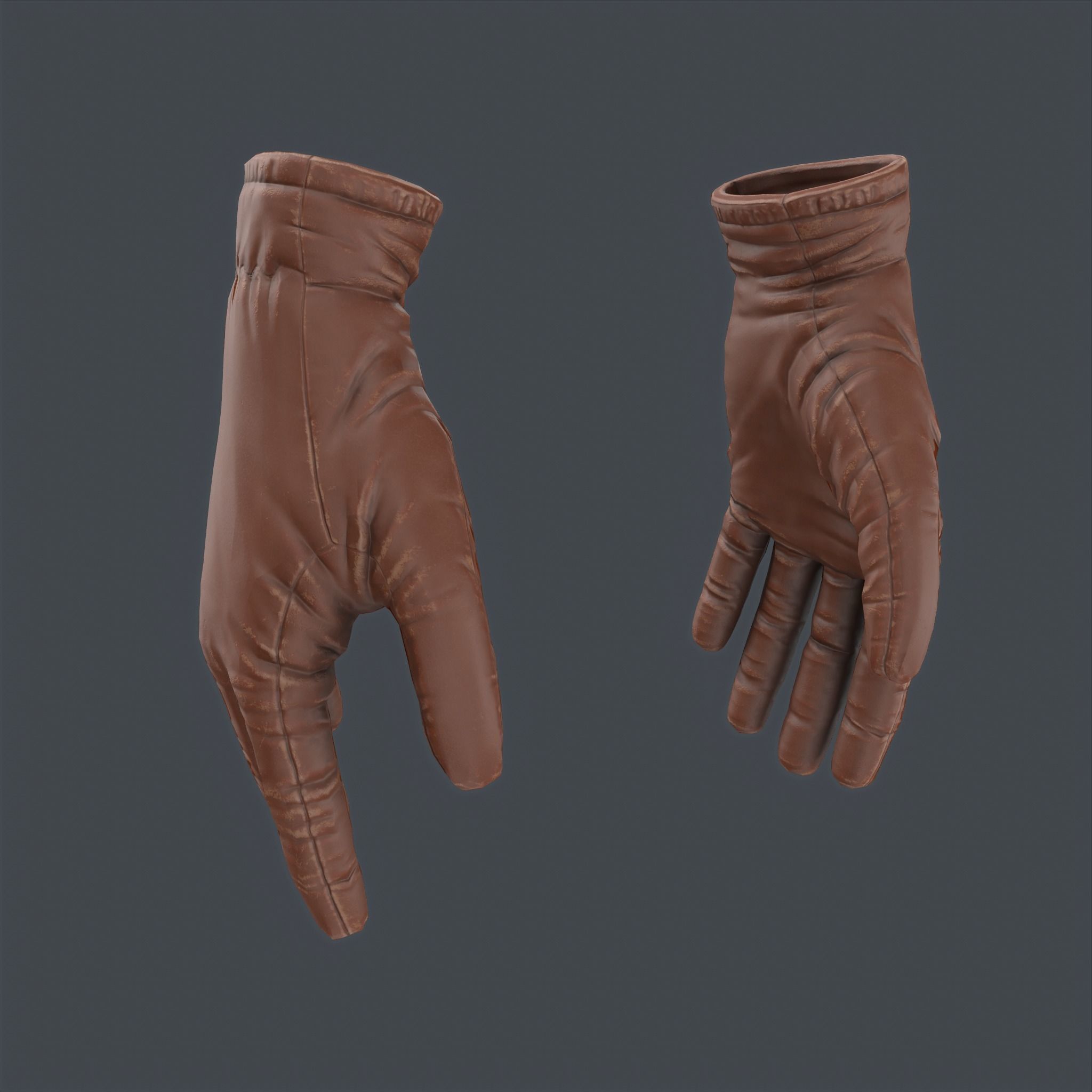 Worn Gloves Low Poly Low-poly 3D model_2