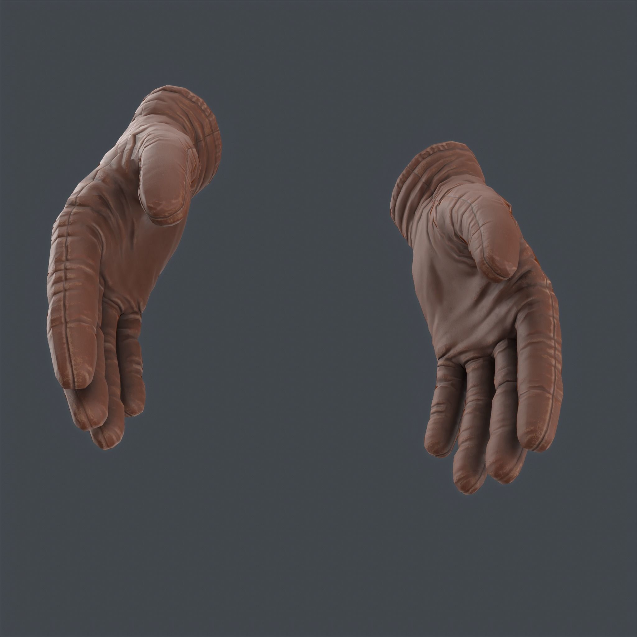 Worn Gloves Low Poly Low-poly 3D model_4