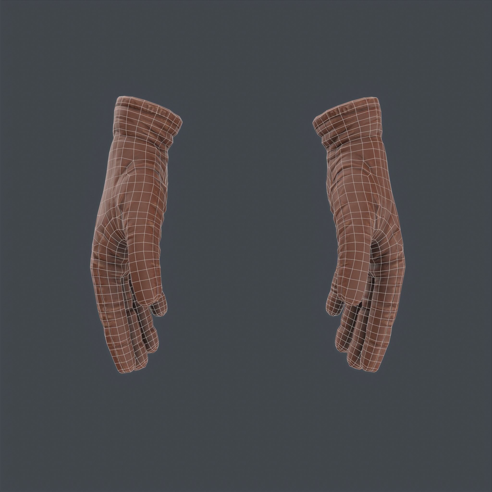 Worn Gloves Low Poly Low-poly 3D model_9