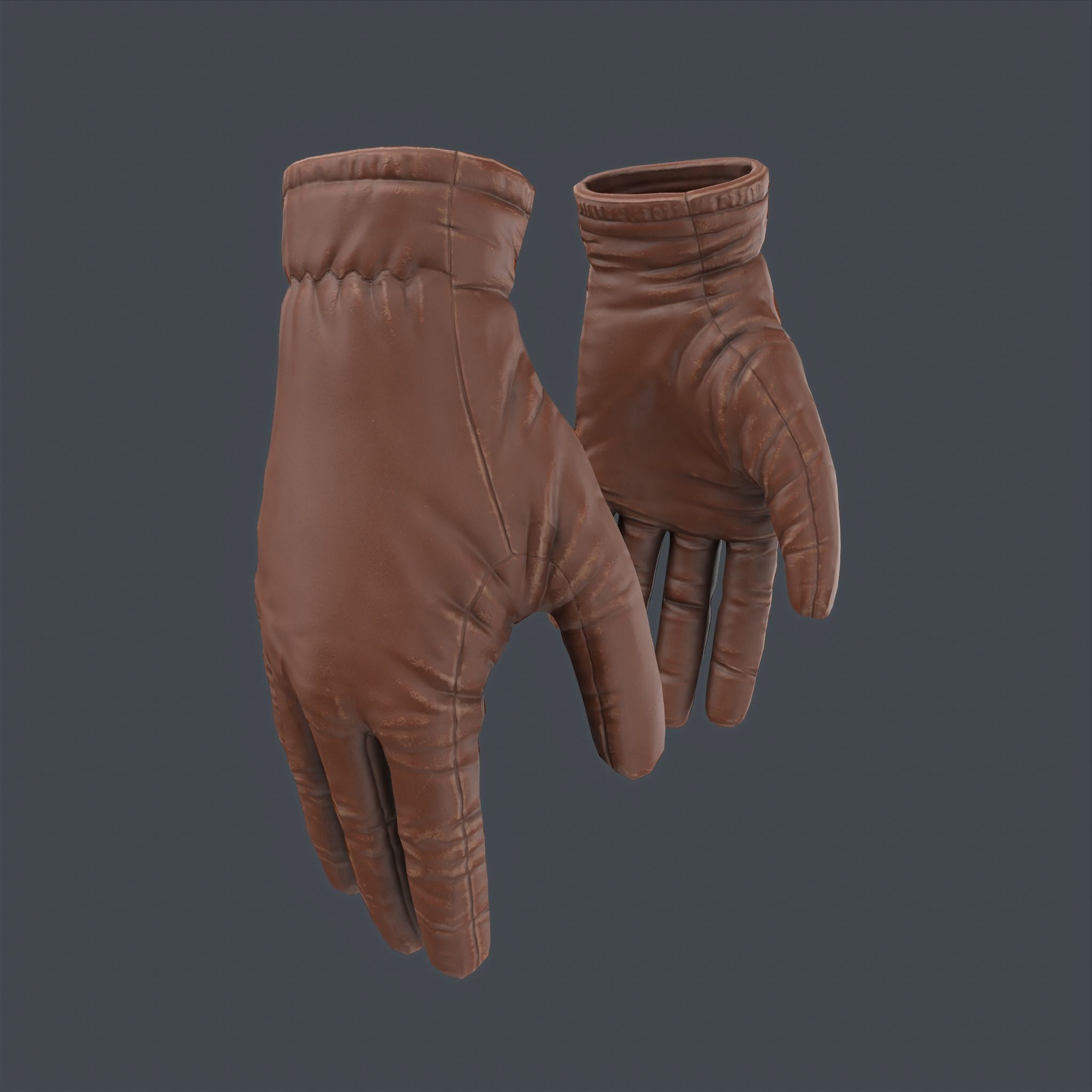 Worn Gloves Low Poly Low-poly 3D model_1