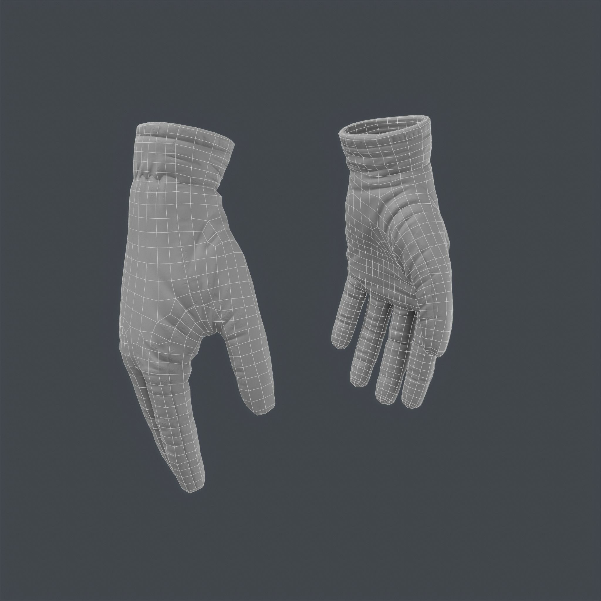 Worn Gloves Low Poly Low-poly 3D model_10