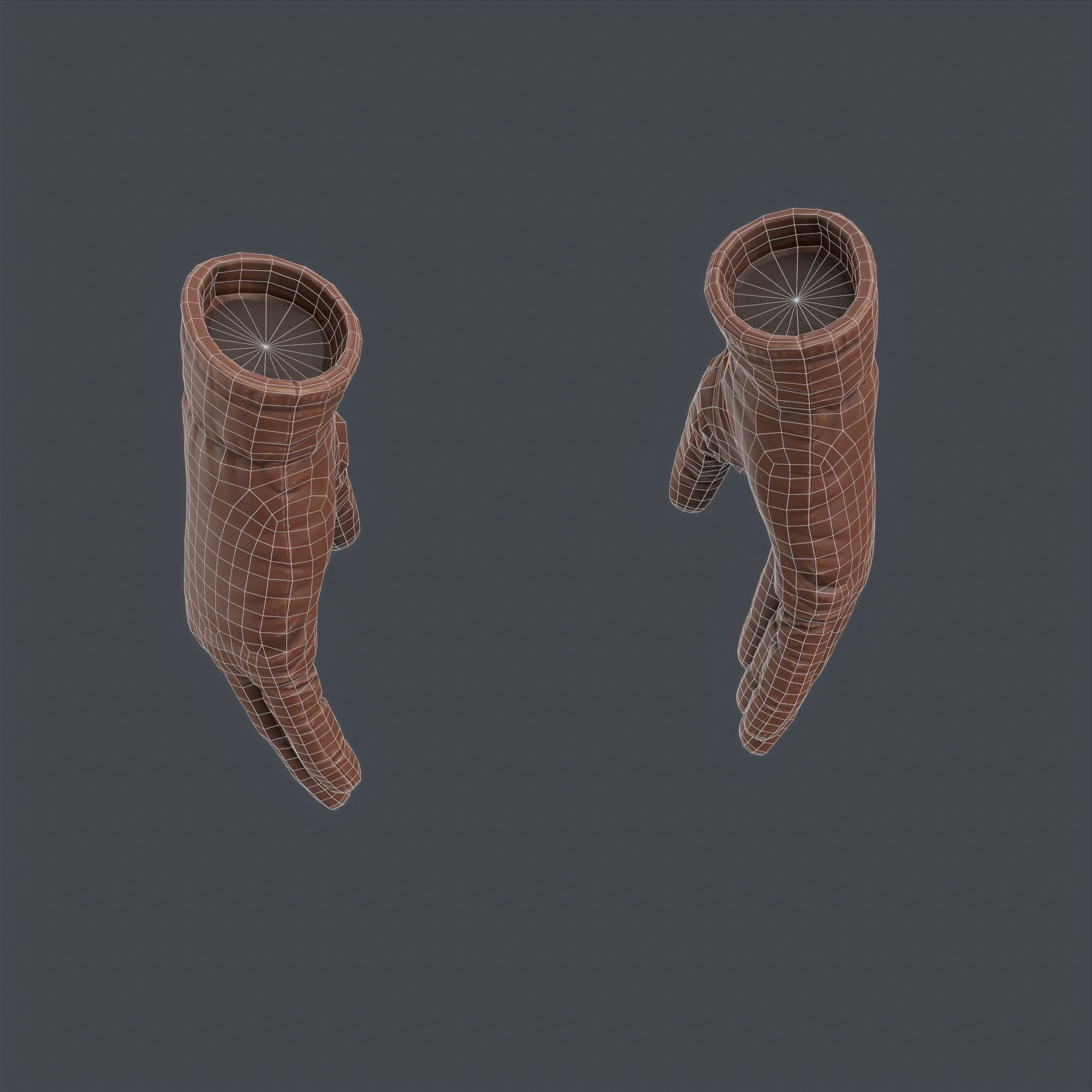 Worn Gloves Low Poly Low-poly 3D model_7