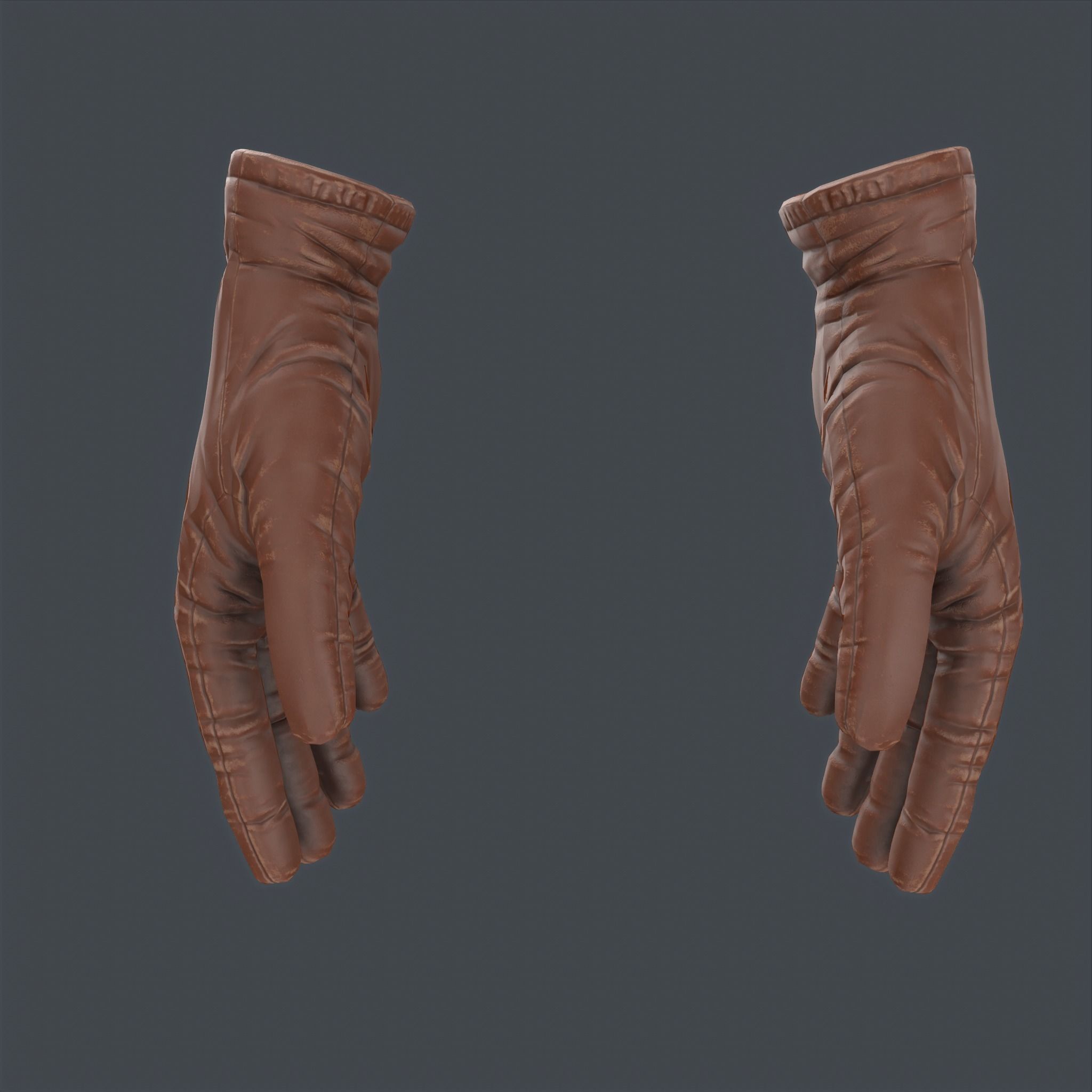 Worn Gloves Low Poly Low-poly 3D model_3