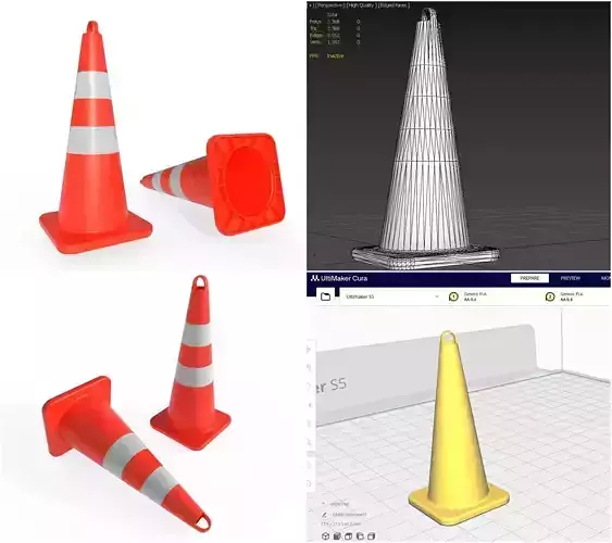 Road Cone M1 - With STL Free low-poly 3D model