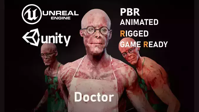 Doctor maniac Low-poly 3D model