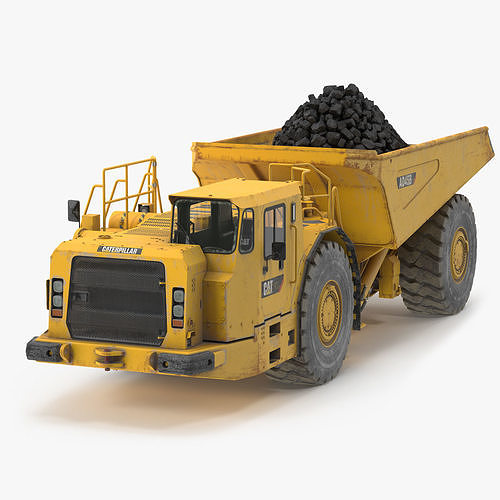 Caterpillar AD45B Mining Truck With Coal Rigged 3D model