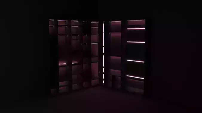 Wardrobe door in with neon lights