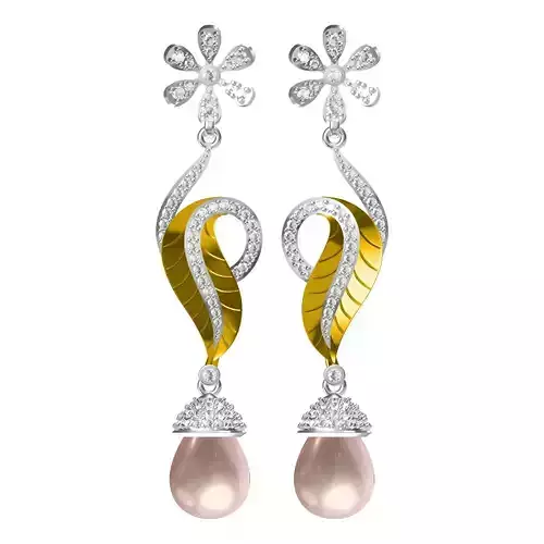 pearl diamond earring 3D print model