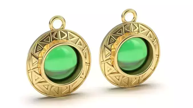 moon gemstone triangle earring