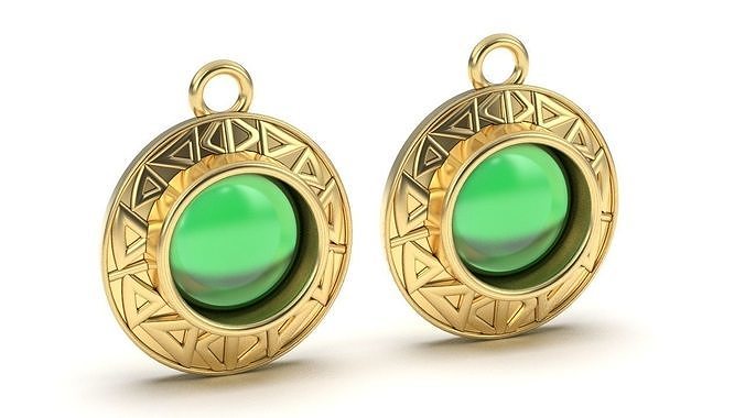 moon gemstone triangle earring 3D print model